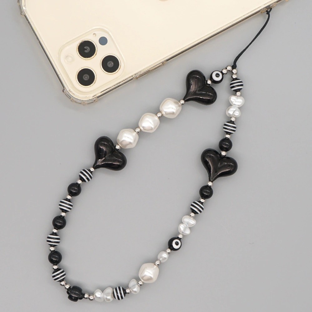 Acrylic Crystal Beads Soft Clay Pearl Mobile Phone Chain