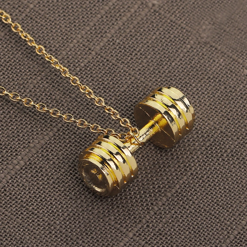 Exercise Fitness Dumbbell Necklace Barbell Lovers Pendant