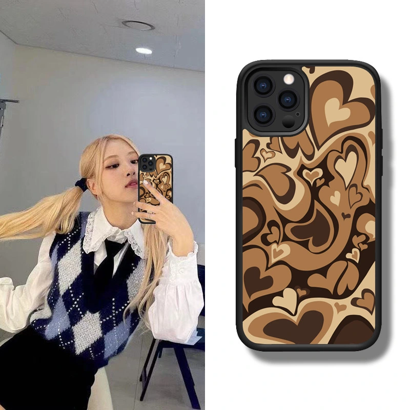 Brown Rotating Love All-Inclusive Soft Edge Phone Case