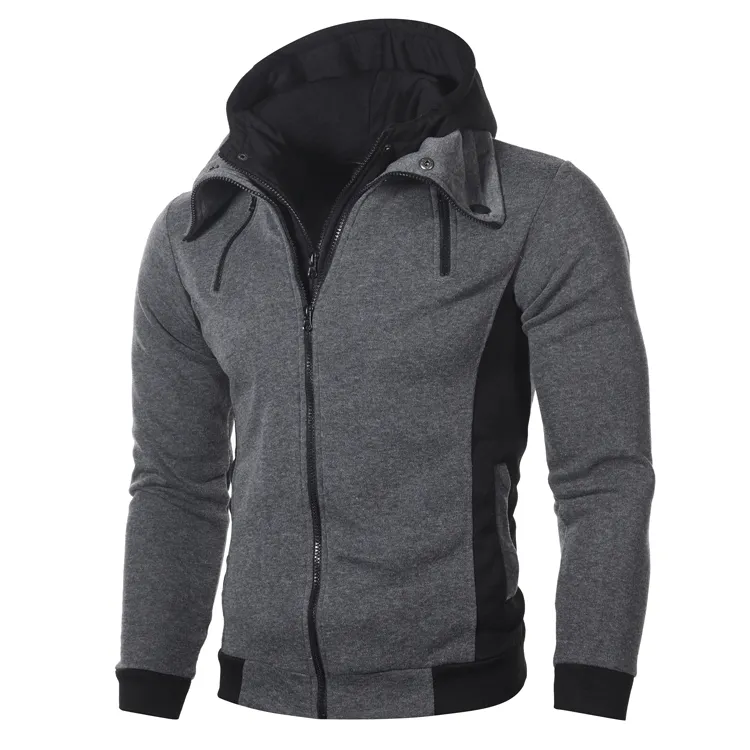 Casual Men's Double Zipper Long Sleeve Hoodie