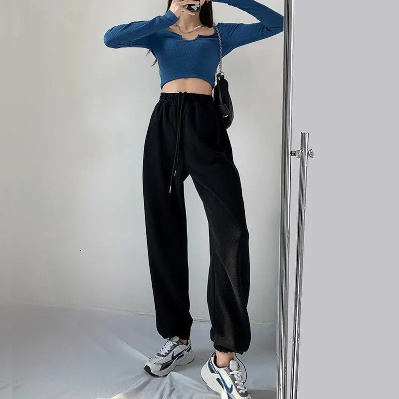 Spring And Autumn Loose Leggings High Waist Straight Wide Leg Pants