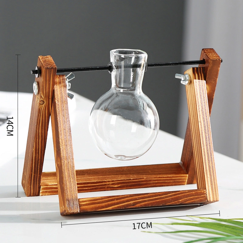 Creative Wooden Frame Hydroponic Green Dill Glass Vase