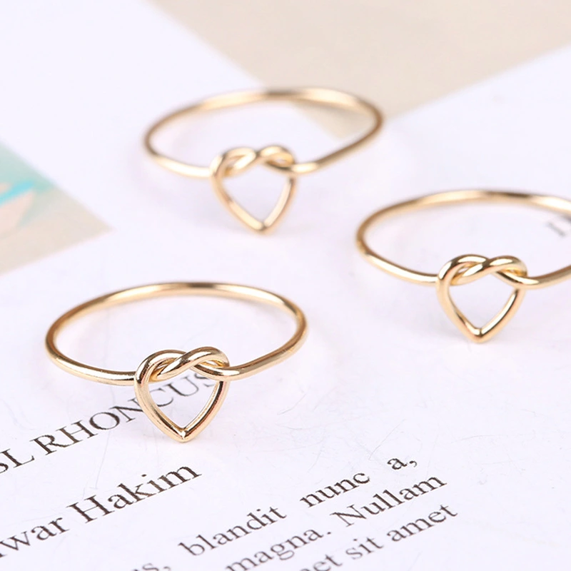 14K Gold Infused Single Heart Knot Ring Love