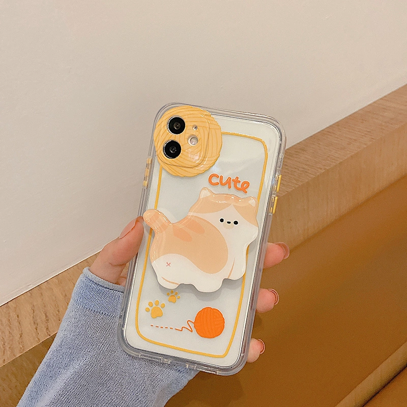 Small Cat Bracket Transparent Silicone Phone Case