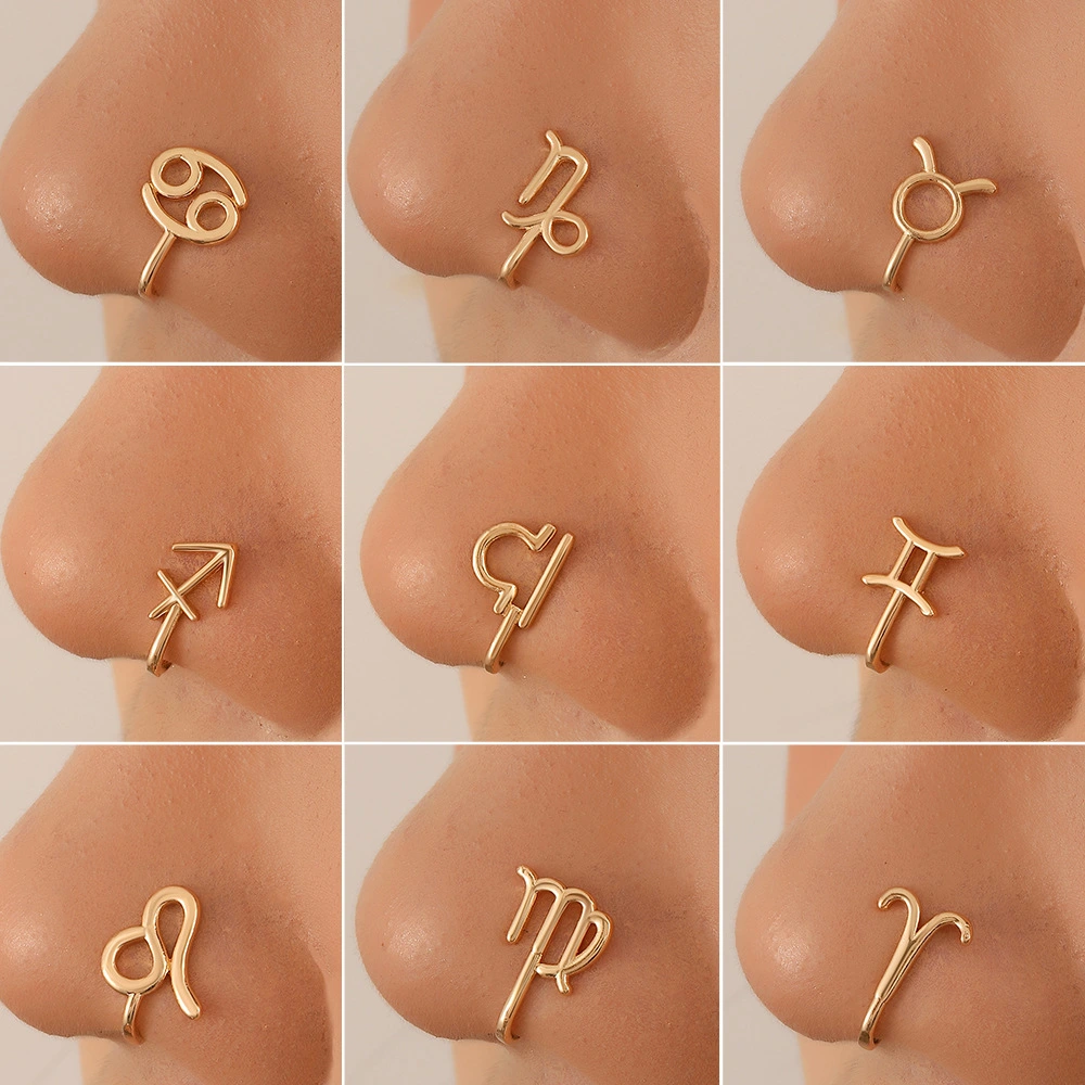 European And American 12 Constellation Piercing Free Nose Clip Ins Fashion