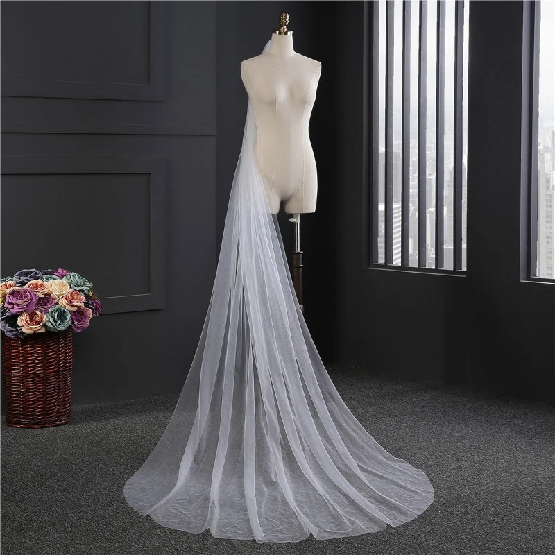 European And American Bride Wedding Veil Long 3 M Evening Dress Double Layer Tailing Veil