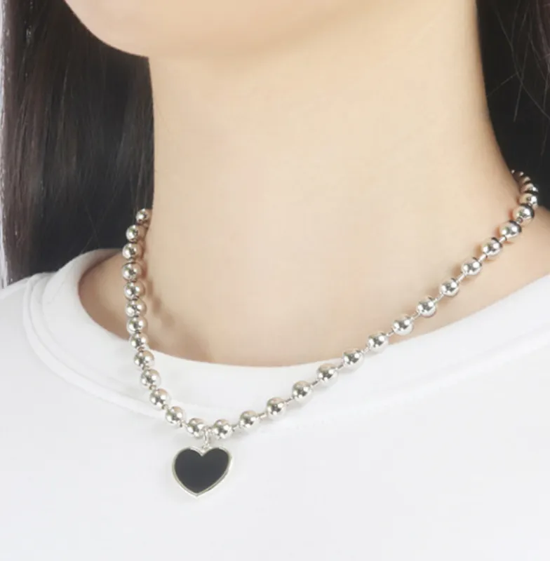 Korean Style Heart Pendant Necklace Silver