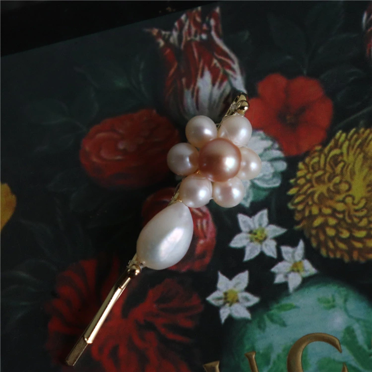 Freshwater Pearl Baroque Braided Flower Hair Clip