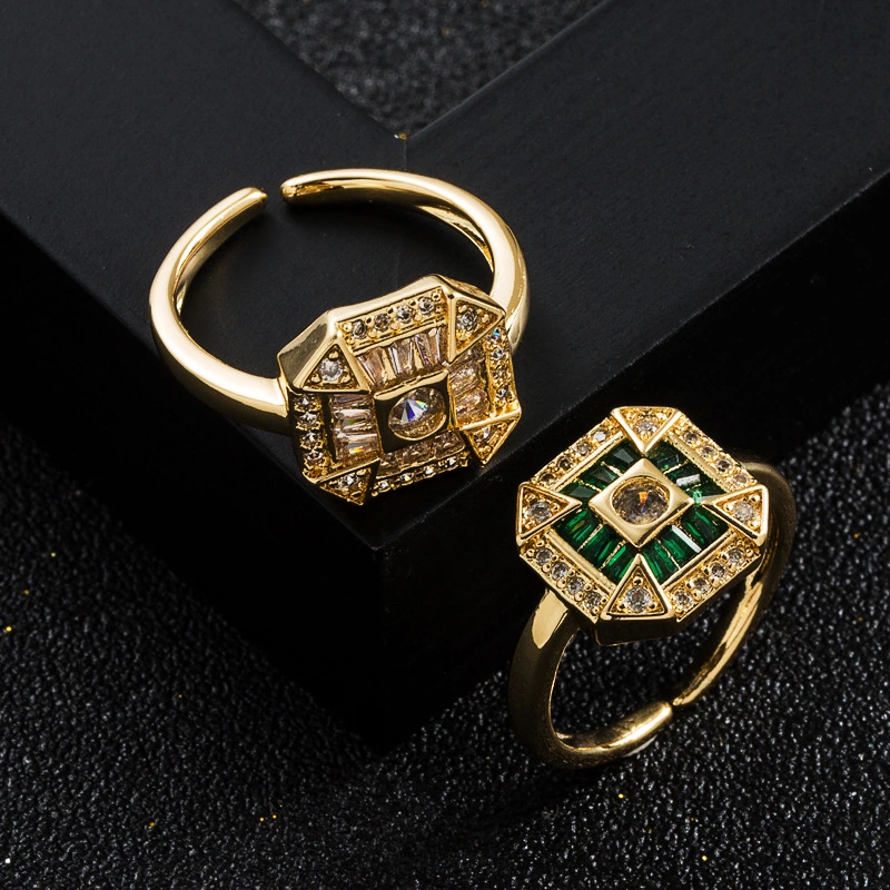 Trendy Minor Design Copper Zircon Geometric Ring