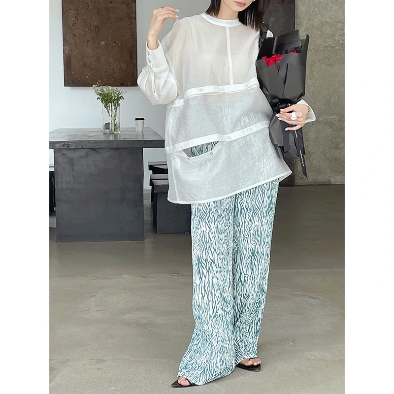 Women's Niche Line Pleated Loose Silhouette Versatile Wide Leg Pants