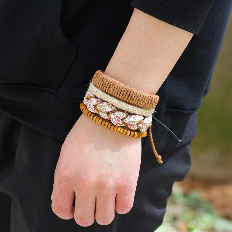 Nimei Korean Style Korean Braided Multi-piece Leather Bracelet