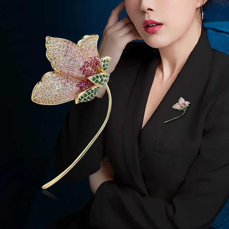 Temperament Mixed Color Zircon Brooch Korean Suit Coat Pin Buckle