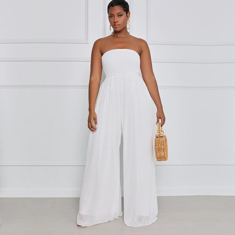 Women's Floor Mopping Wide Leg Casual Chiffon High Waist Jumpsuit