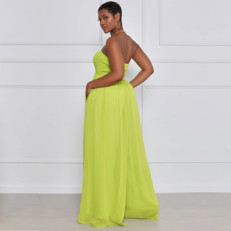Women's Floor Mopping Wide Leg Casual Chiffon High Waist Jumpsuit