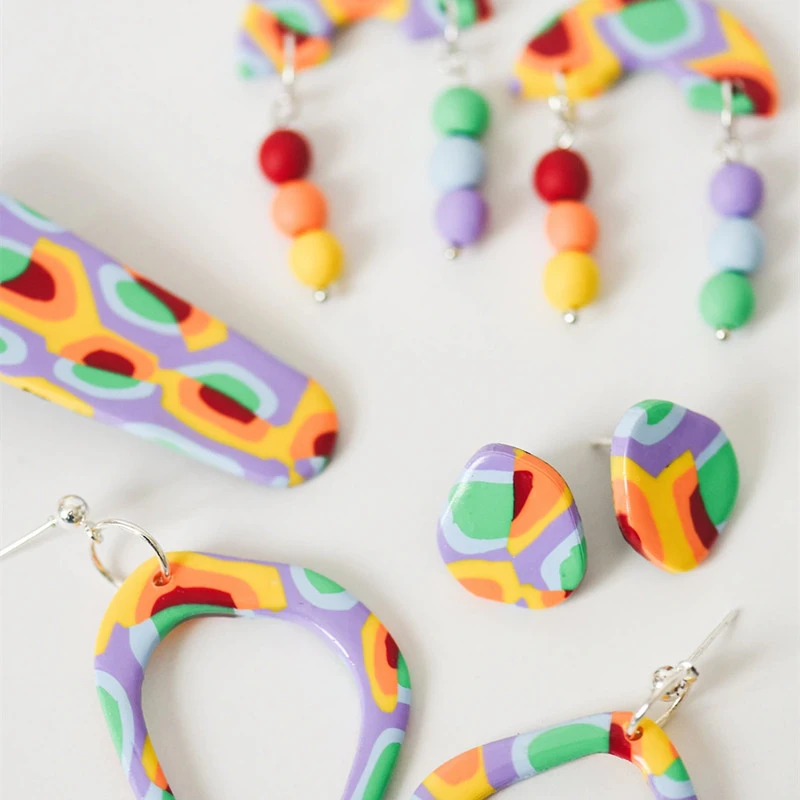 Rainbow Hot And Cold Polymer Clay Earrings