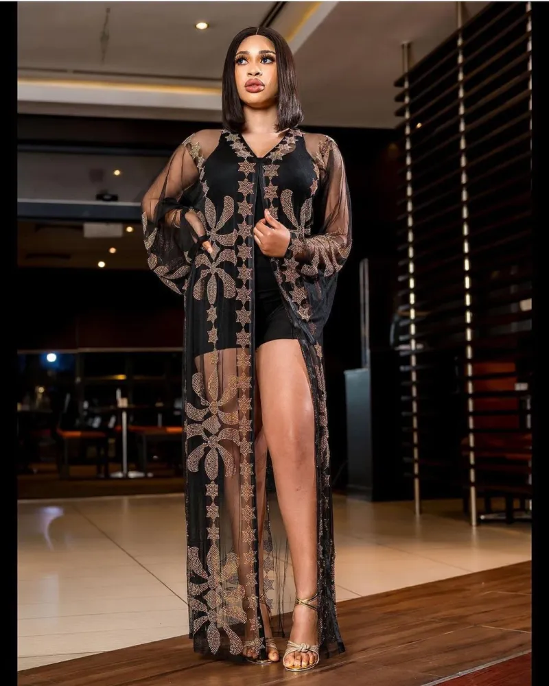 African Ethnic Style Robe Fashion Mesh Hot Drill Suspender Dress