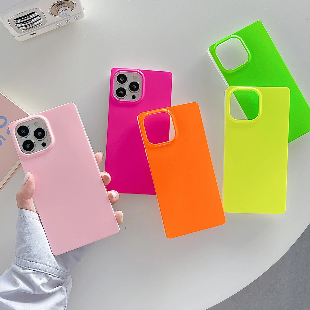 Fluorescent Color Square Phone Case Soft Shell Solid Color