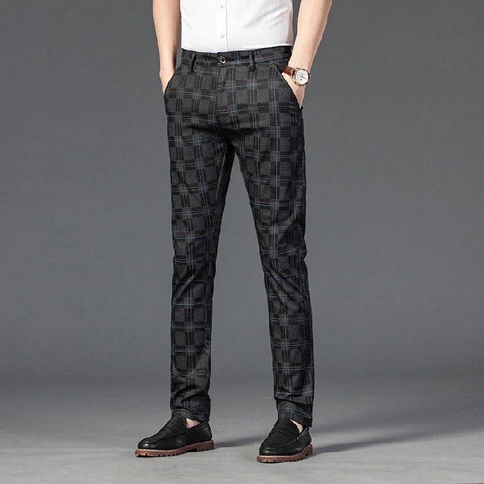 Men's Trendy Plaid Pants Slim Straight Fit