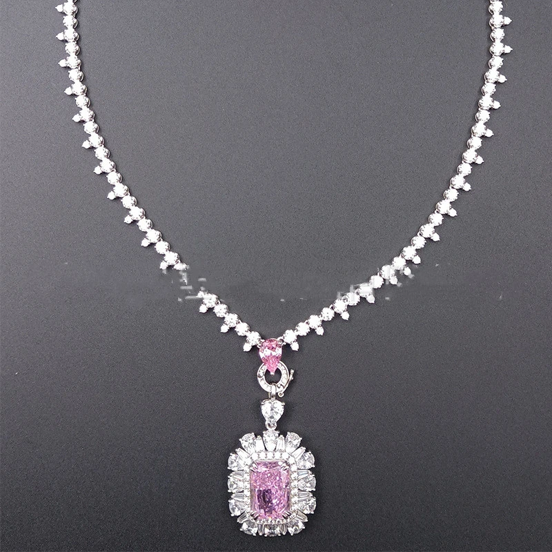 Zhou Hengfu Jewelry S925 Silver Cubic Zirconia Necklace Necklace Women