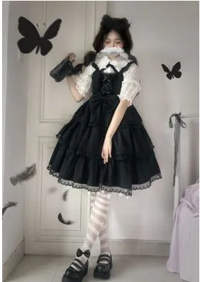 Solid Color Lolita Sweet Hot Girl Style Suspender Jsk Dress