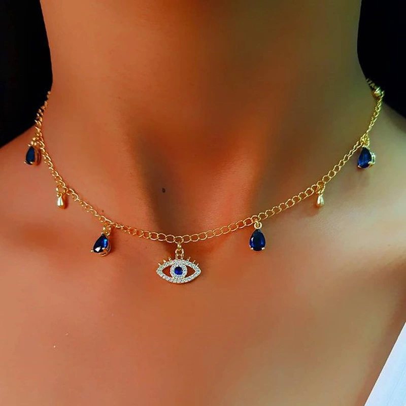 Fashion Gold Plated Devil's Eye Crystal Necklace