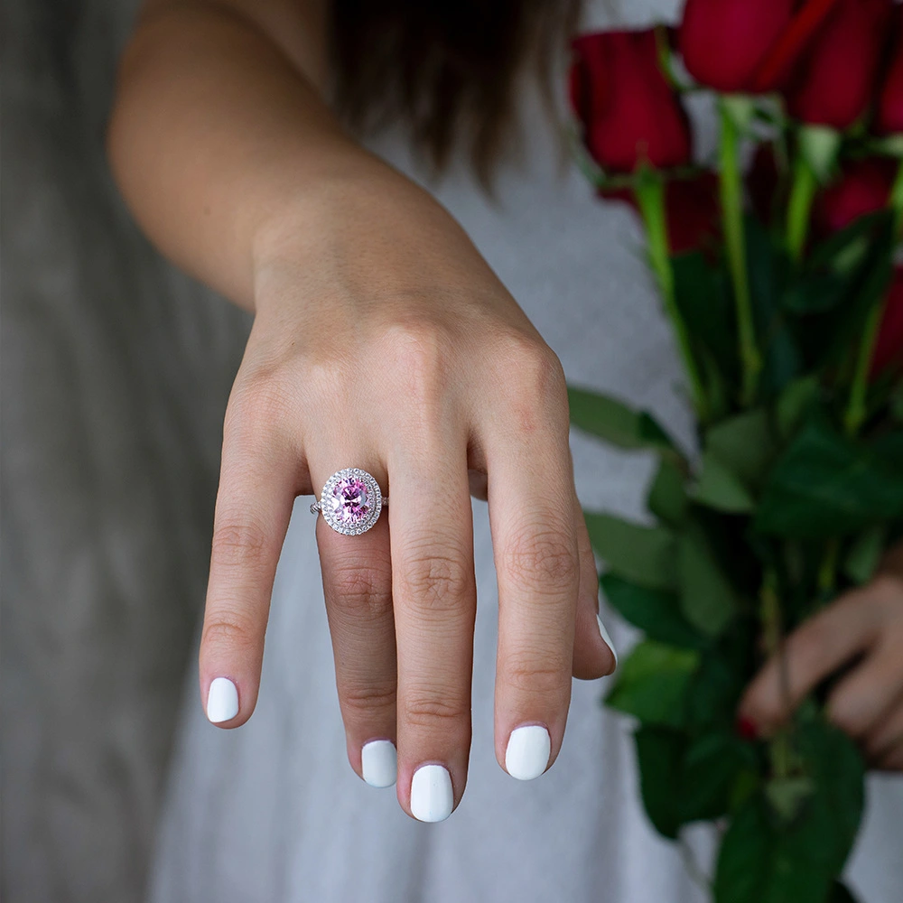 Women's High Carbon Diamond Oval Dove Egg Ring