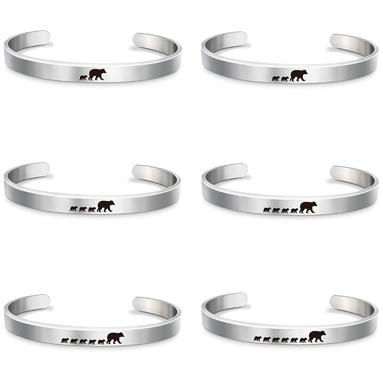 Stainless Steel Mama Bear Bracelet Mother's Day Gift