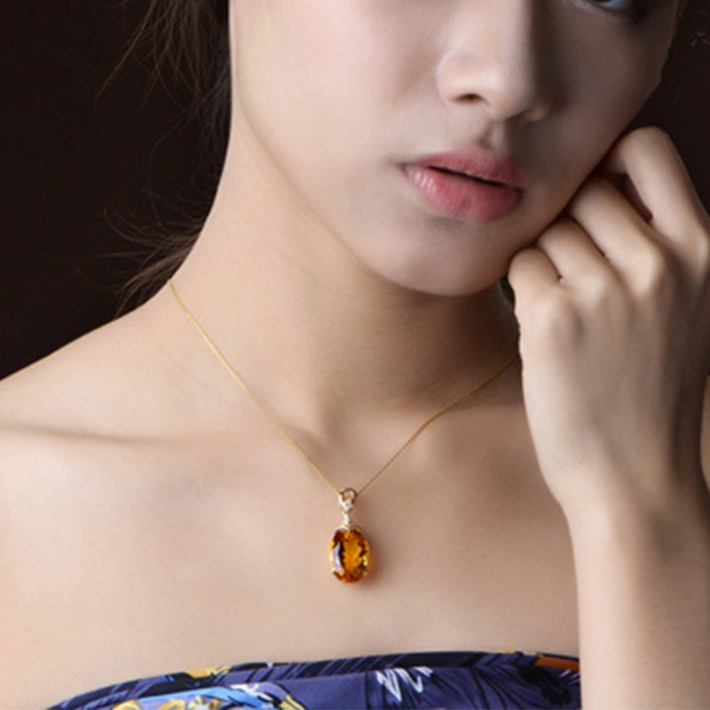 New Women's Citrine Gemstone Pendant Fashion