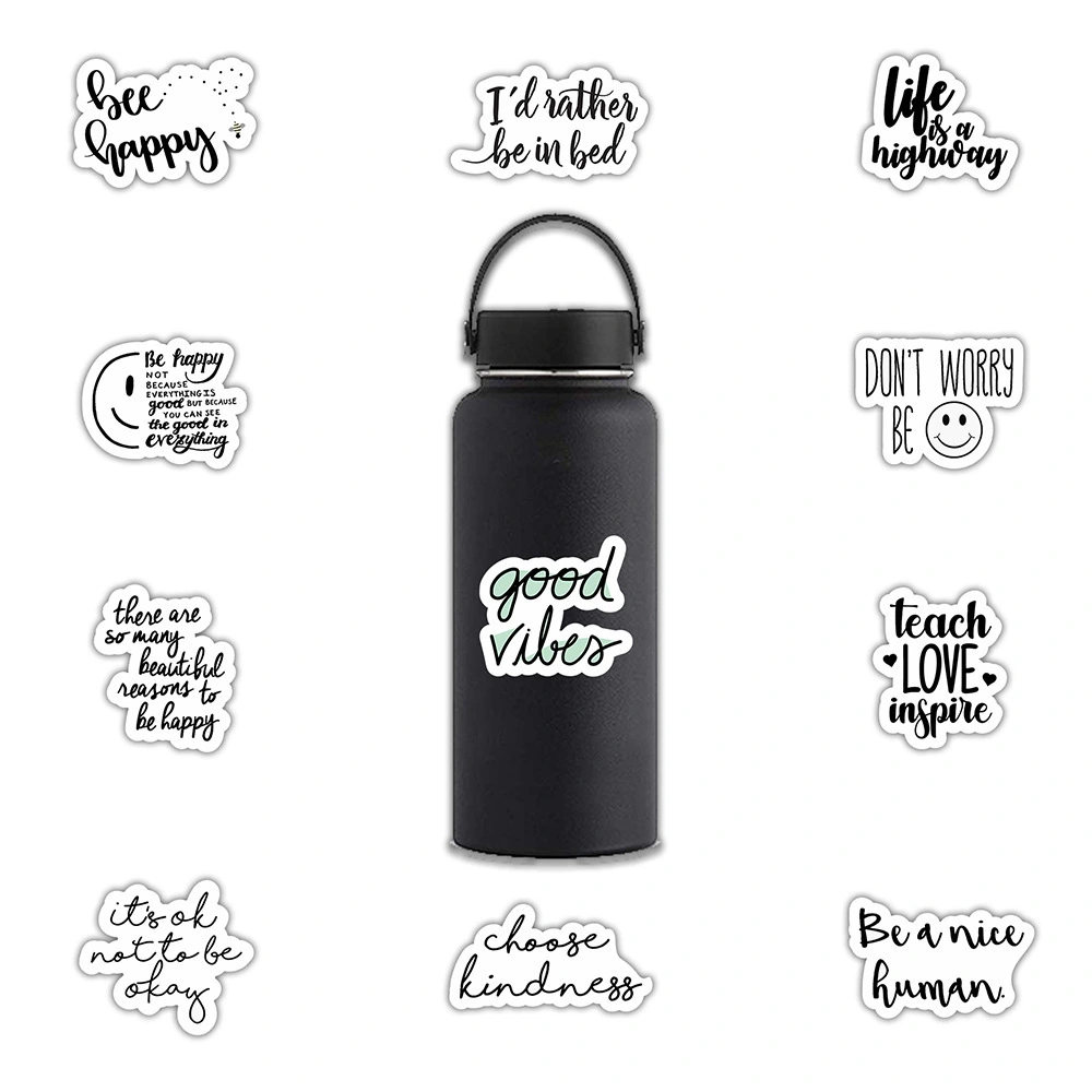 50 Sheets Of Be Happy Inspirational Quotes Waterproof Printing Stickers