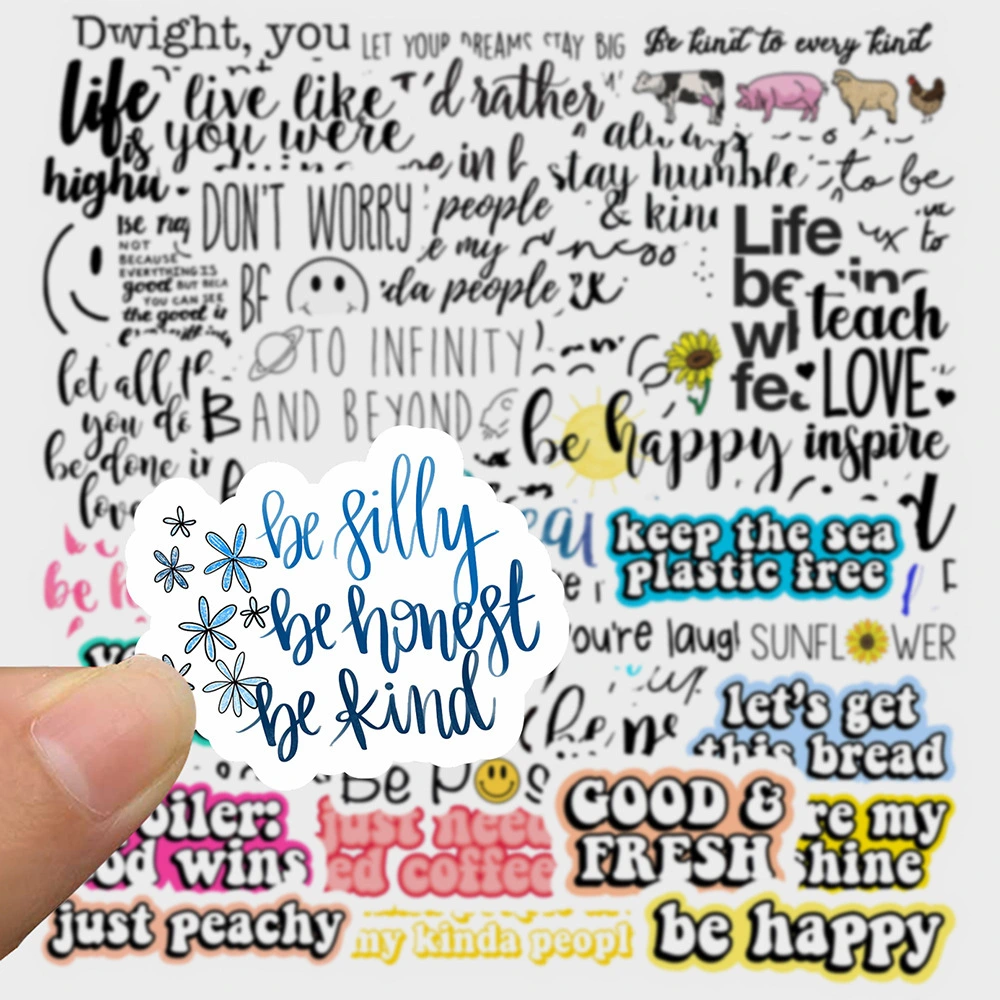 50 Sheets Of Be Happy Inspirational Quotes Waterproof Printing Stickers