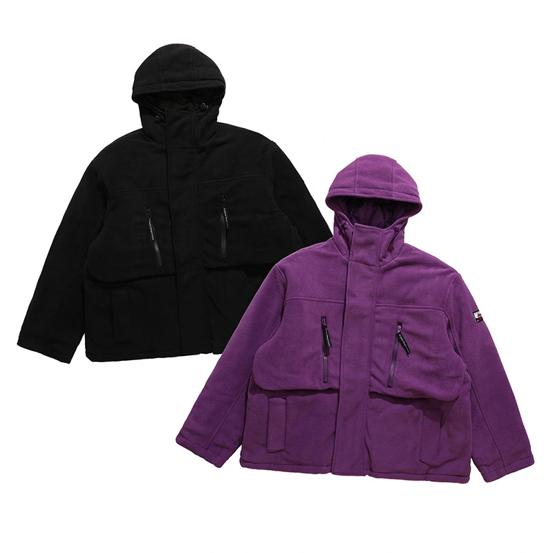 Large Pocket Solid Cotton Jacket Loose Male