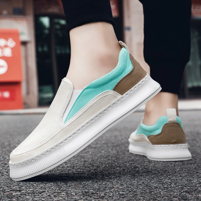 Breathable Canvas Round Toe Slip On Youth Men's Shoes