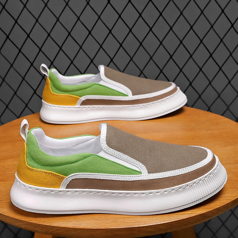 Breathable Canvas Round Toe Slip On Youth Men's Shoes