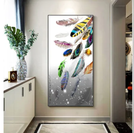 Modern Abstract Colorful Feather Art Canvas Painting Picture