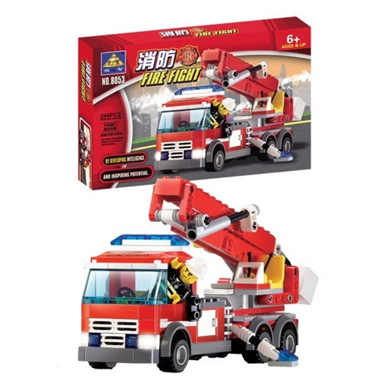 Fire Aerial Ladder Truck Assembling Building Blocks Educational Children's Toys