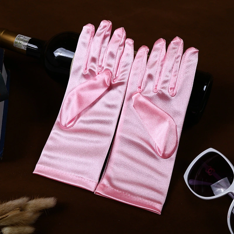 Stretch Shiny Satin Fabric Wedding Etiquette Jewelry Gloves