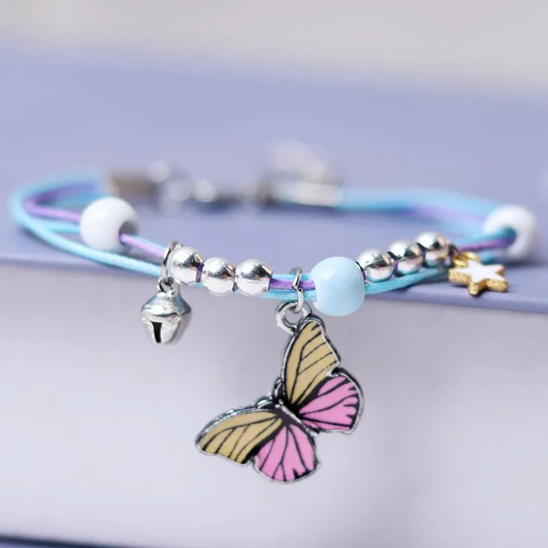 Embroidered Alloy Notes Cowhide Bracelet