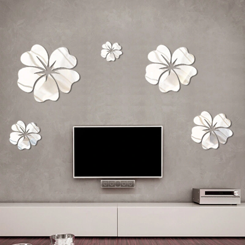 Creative Five Flowers 3D Crystal Acrylic Three-dimensional Wall Stickers