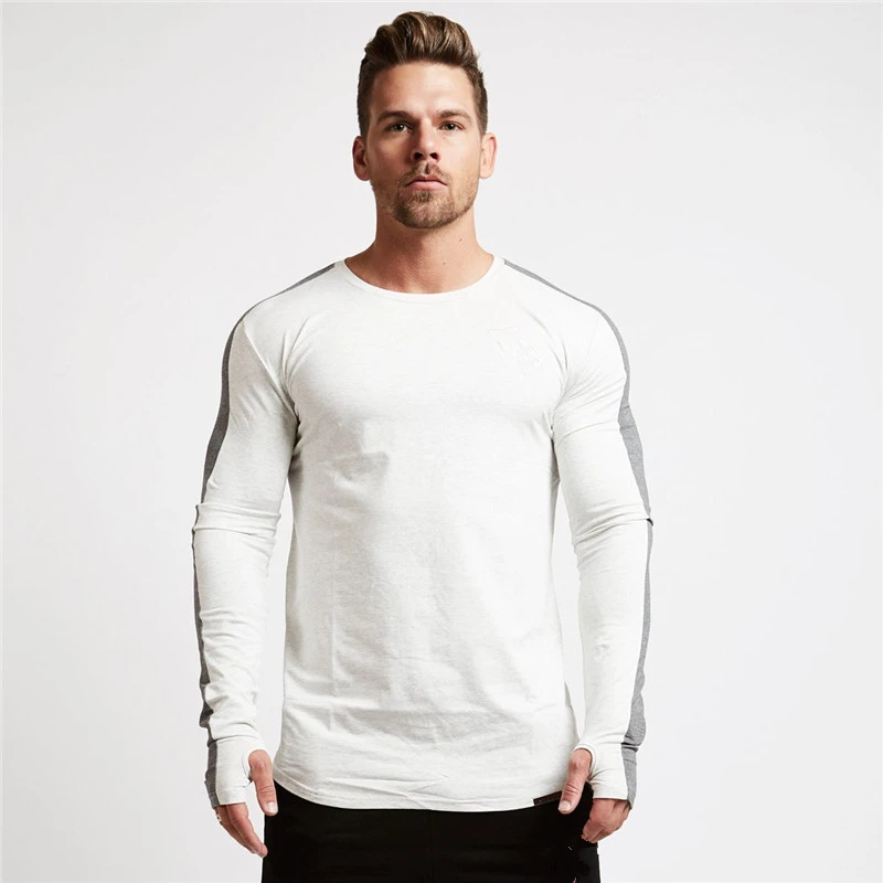 Fitness Running Sports Long Sleeve Round Neck Men's T-shirt European And American Fashion Autumn Slim Casual Top