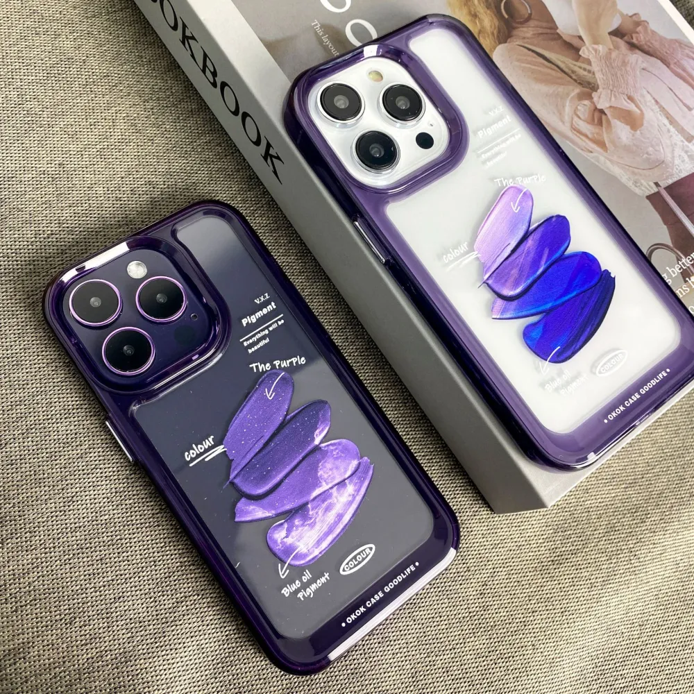 Transparent Acrylic Space Phone Case Dark Purple