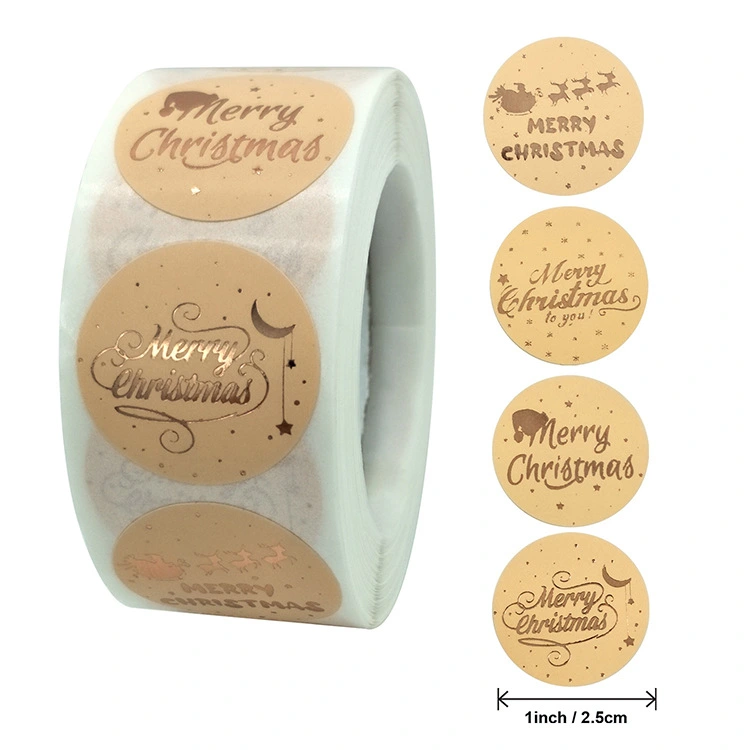 2538cm Merry Christmas Sticker PVC Black Bottom Gilding Adhesive Label Christmas Gift Sealing Paste