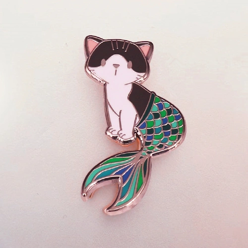 Cute Cartoon Mermaid Cat Brooch Pin Enamel Badge