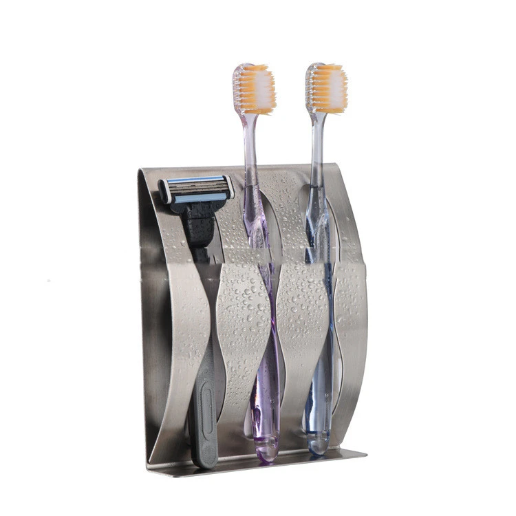 Punch-free Paste Wall-mounted Stainless Steel Toothbrush Holder