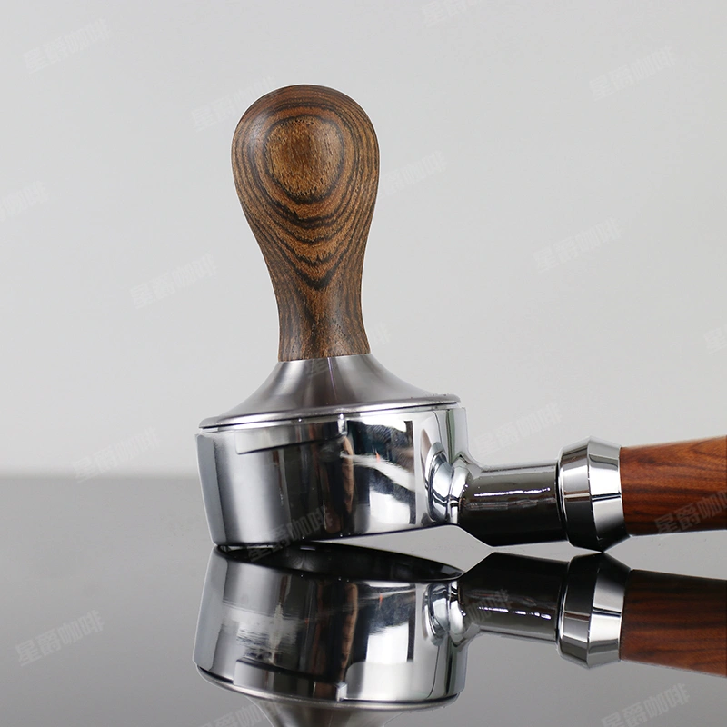 Golden Sandalwood Handle 304 Stainless Steel Powder Press