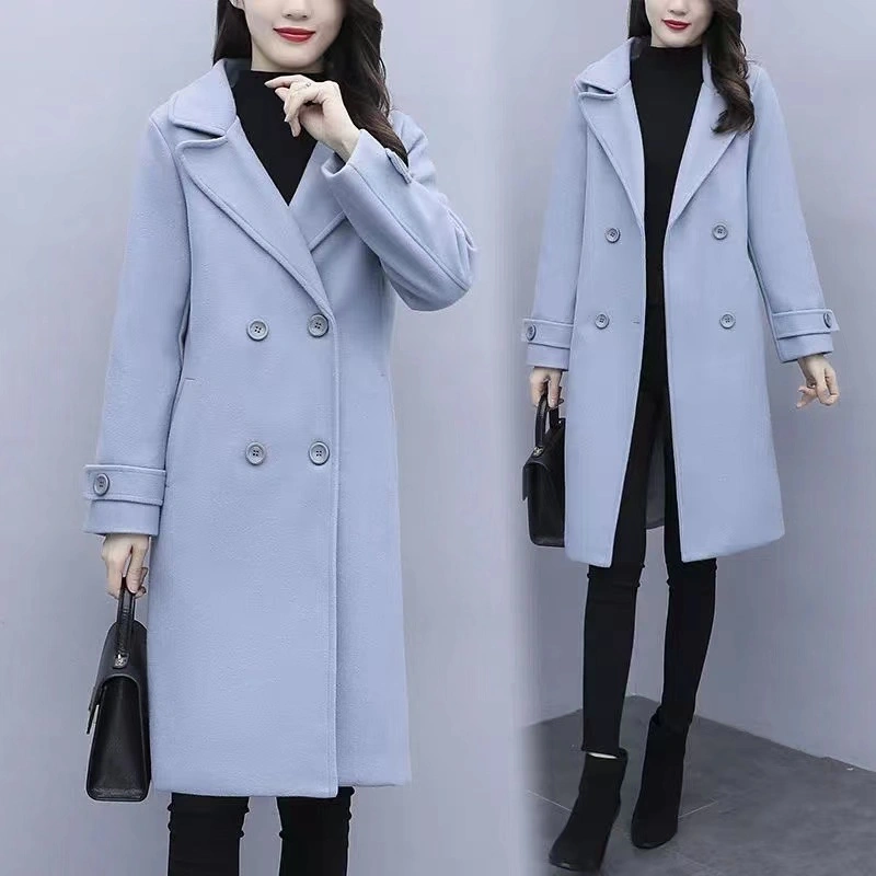 Women's Winter Wear New Korean Version Simple Thin Medium Long Temperament Suit Collar Coat
