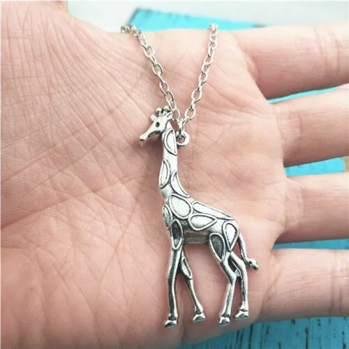 Cartoon Silver Giraffe Pendant Necklace