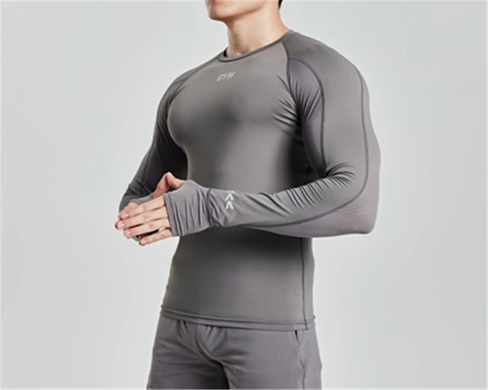 GYM Fashion Gymnastics Men's Tight Long Sleeve Sportswear Training Fast Drying Clothes Running Yoga T-shirt Stretch
