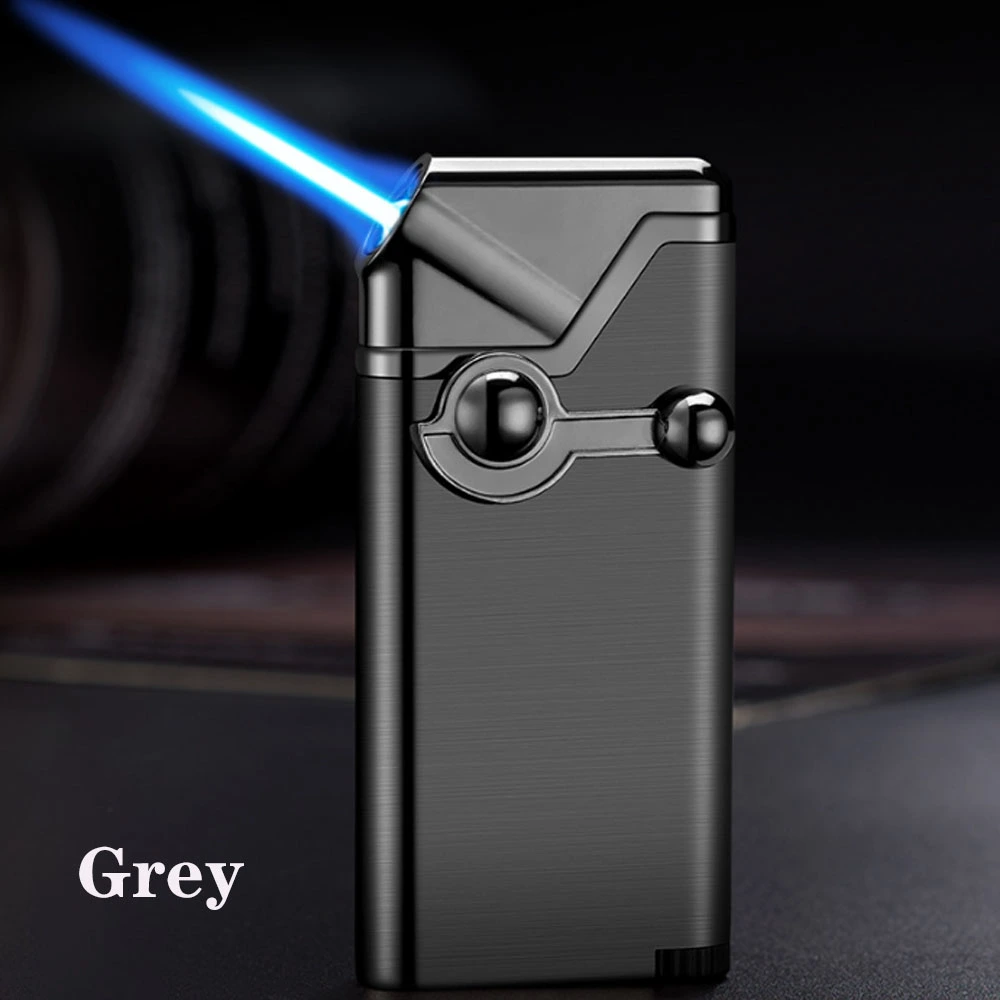 New Rocker Arm Inflatable Blue Flame Straight Wind Proof Bevel Cigarette Lighter