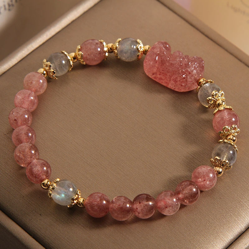 Natural Strawberry Crystal Bracelet Brave Female