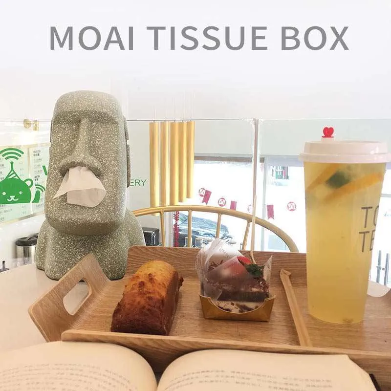 Easter Island Portrait Stone Tissue Box